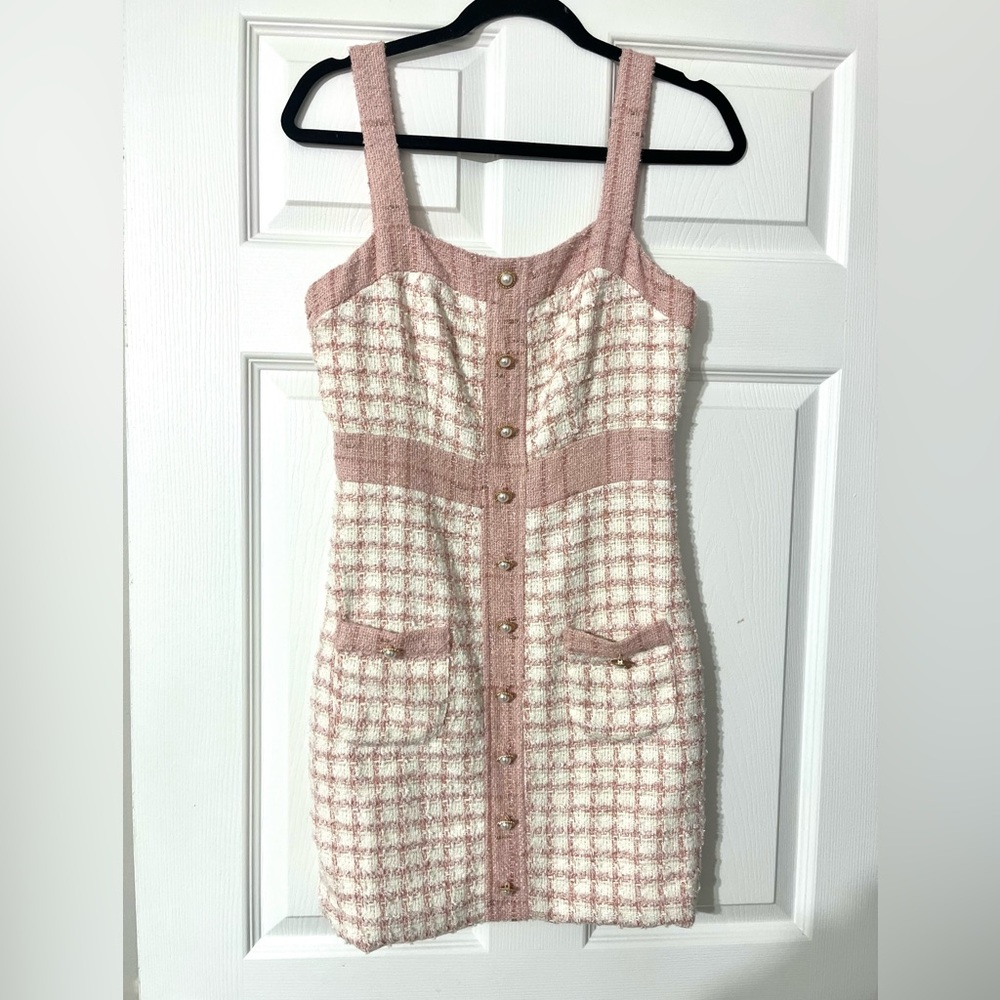 Pink tweed dress - small NWT